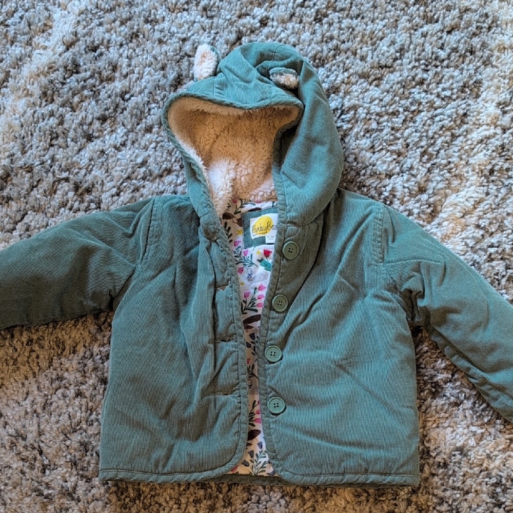 Baby Boden Teal Puffer Jacket with Ears
